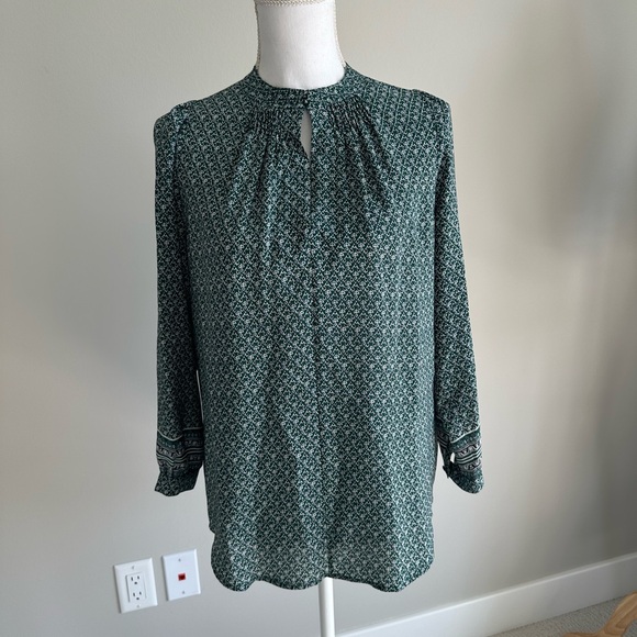 Madewell silk green print popover memory tunic blouse small bandana floral - Picture 1 of 9